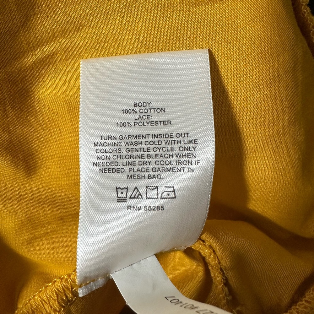 Express Mustard Lace Puff Sleeve Blouse - Picture 6 of 6